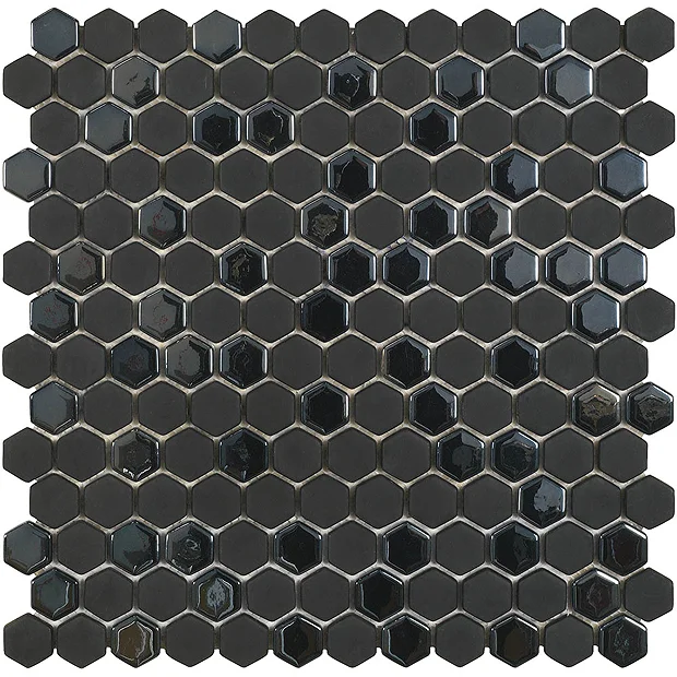 Victorian Plumbing Hex Black Mosaic Tile Sheet - 301 X 297mm 3 Victorian Plumbing Hex Black Mosaic Tile Sheet - 301 X 297mm