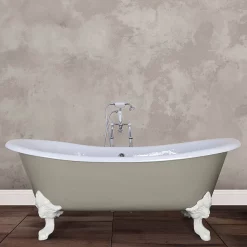 Hurlingham Bath Hurlingham Belvoir 0TH Cast Iron Roll Top Bath (1840x780mm) With White Feet -Victorian Plumbing shop hur034036d2