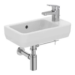 Ideal Standard I.Life S 450mm Wall Hung Right Hand 1TH Washbasin + Chrome Bottle Trap -Victorian Plumbing shop isil45wh l