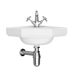 Keswick Traditional Corner Cloakroom Basin 1TH - 420 X 450mm -Victorian Plumbing shop kescrnbas d1