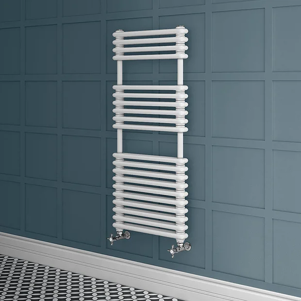 Keswick 500 X 1140 Cast Iron Style Traditional White Towel Rail 4 Keswick 500 X 1140 Cast Iron Style Traditional White Towel Rail - Image 2
