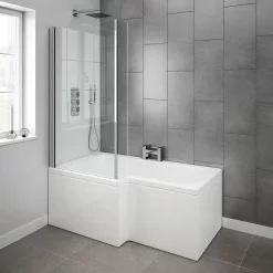Milan Bathroom Milan Shower Bath - 1500mm L Shaped With Screen + Panel -Victorian Plumbing shop l1500fs d2