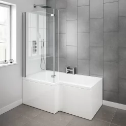 Milan Bathroom Milan Shower Bath - 1500mm L Shaped With Hinged Screen + Panel -Victorian Plumbing shop l1500hs d2
