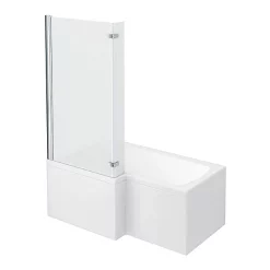Milan Bathroom Milan Shower Bath - 1500mm L Shaped With Hinged Screen + Panel -Victorian Plumbing shop l1500hs l