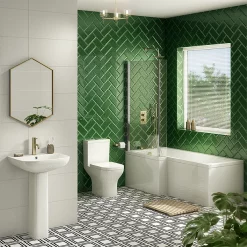 Milan Bathroom Milan Shower Bath - 1700mm L Shaped With Screen + Panel -Victorian Plumbing shop l1700fs n d2