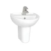 Vitra - Layton Cloakroom Basin And Half Pedestal - 2 Tap Hole -Victorian Plumbing shop lay45hp2thl