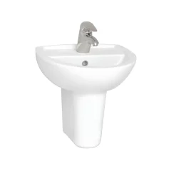 Vitra - Layton Cloakroom Basin And Half Pedestal - 2 Tap Hole