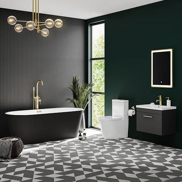 Klyn Bathroom Brooklyn Matt Black Exterior 1700 X 800mm Double Ended Freestanding Bath With Brushed Brass Waste 5 Klyn Bathroom Brooklyn Matt Black Exterior 1700 X 800mm Double Ended Freestanding Bath With Brushed Brass Waste - Image 3