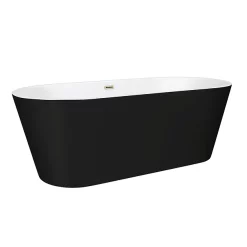 Klyn Bathroom Brooklyn Matt Black Exterior 1700 X 800mm Double Ended Freestanding Bath With Brushed Brass Waste 9 Klyn Bathroom Brooklyn Matt Black Exterior 1700 X 800mm Double Ended Freestanding Bath With Brushed Brass Waste -Victorian Plumbing shop lbt25blkebb d3