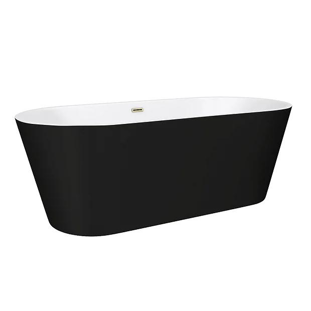 Klyn Bathroom Brooklyn Matt Black Exterior 1700 X 800mm Double Ended Freestanding Bath With Brushed Brass Waste 6 Klyn Bathroom Brooklyn Matt Black Exterior 1700 X 800mm Double Ended Freestanding Bath With Brushed Brass Waste - Image 4