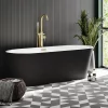 Klyn Bathroom Brooklyn Matt Black Exterior 1700 X 800mm Double Ended Freestanding Bath With Brushed Brass Waste -Victorian Plumbing shop lbt25blkebb l1