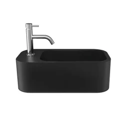 Crosswater Popolo 480 X 250mm (1TH) Wall Hung Cloakroom Basin - Matt Black 7 Crosswater Popolo 480 X 250mm (1TH) Wall Hung Cloakroom Basin - Matt Black -Victorian Plumbing shop lha