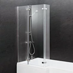 Milan Bathroom Milan Square Shower Bath - 1700mm Inc. Double Hinged Screen + MDF Panel -Victorian Plumbing shop lshapedshowerbath1700mmincmdffrontpaneldoublehingedscreennewd1