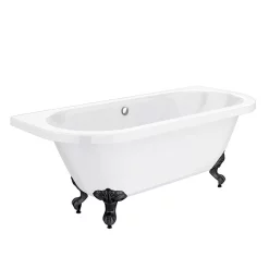 Victorian Plumbing Admiral 1685 Back To Wall Roll Top Bath + Matt Black Leg Set -Victorian Plumbing shop mbadmiral1685b d2
