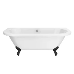 Victorian Plumbing Admiral 1685 Back To Wall Roll Top Bath + Matt Black Leg Set -Victorian Plumbing shop mbadmiral1685b n d1