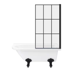 Victorian Plumbing Appleby 1550 Roll Top Shower Bath With Matt Black Grid Screen + Leg Set