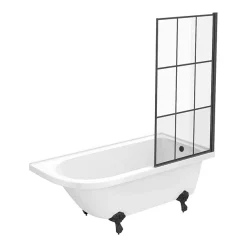 Victorian Plumbing Appleby 1700 Roll Top Shower Bath With Matt Black Grid Screen + Leg Set -Victorian Plumbing shop mbap17bs n d5