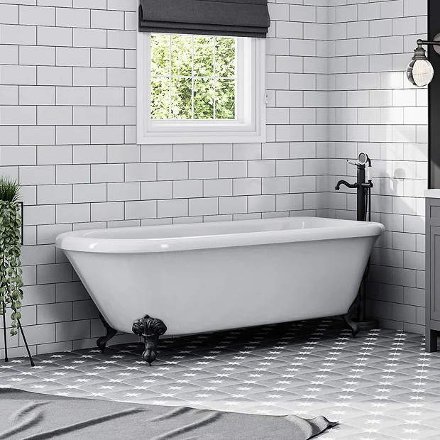 Victorian Plumbing Bromley 1780 Single Ended Roll Top Bath + Matt Black Leg Set 4 Victorian Plumbing Bromley 1780 Single Ended Roll Top Bath + Matt Black Leg Set - Image 2