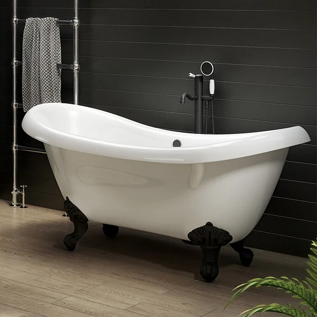 Victorian Plumbing Earl 1750 Double Ended Roll Top Slipper Bath + Matt Black Leg Set 4 Victorian Plumbing Earl 1750 Double Ended Roll Top Slipper Bath + Matt Black Leg Set - Image 2