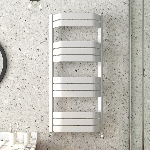 Milan Bathroom Milan Bow-Fronted White 1200 X 550 Designer Flat Panel Heated Towel Rail 4 Milan Bathroom Milan Bow-Fronted White 1200 X 550 Designer Flat Panel Heated Towel Rail - Image 2
