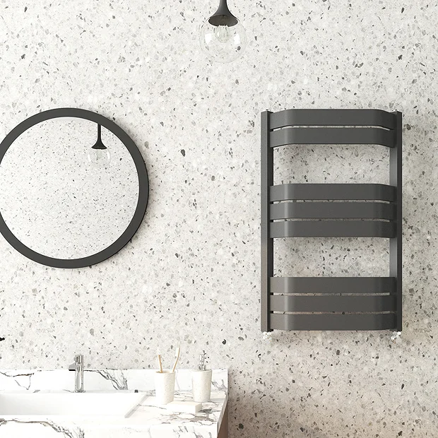Milan Bathroom Milan Bow-Fronted Anthracite 850 X 550 Designer Flat Panel Heated Towel Rail 6 Milan Bathroom Milan Bow-Fronted Anthracite 850 X 550 Designer Flat Panel Heated Towel Rail - Image 4