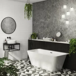 Victorian Plumbing Mileto Square Back To Wall Modern Bath (1500 X 760mm)