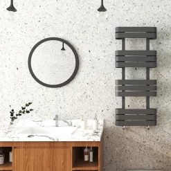 Milan Bathroom Milan Curved Anthracite 1200 X 500 Designer Flat Panel Heated Towel Rail - 11 Sections -Victorian Plumbing shop mctr125a2 d2