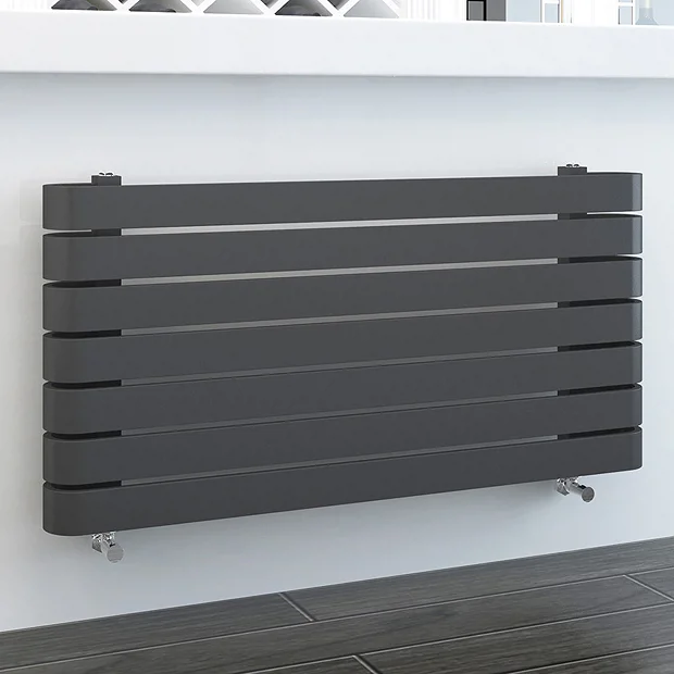 Milan Bathroom Milan Curved Anthracite 1000 X 500 Horizontal Designer Flat Panel Heated Towel Rail 4 Milan Bathroom Milan Curved Anthracite 1000 X 500 Horizontal Designer Flat Panel Heated Towel Rail - Image 2