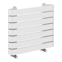 Milan Bathroom Milan Curved White 600 X 500 Horizontal Designer Flat Panel Heated Towel Rail