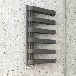 Milan Bathroom Milan Curved Anthracite 850 X 500 Designer Flat Panel Heated Towel Rail - 6 Sections -Victorian Plumbing shop mctr855a1 d1