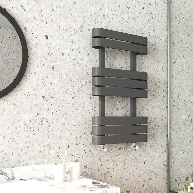 Milan Bathroom Milan Curved Anthracite 850 X 500 Designer Flat Panel Heated Towel Rail 5 Milan Bathroom Milan Curved Anthracite 850 X 500 Designer Flat Panel Heated Towel Rail - Image 3