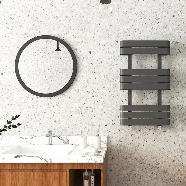 Milan Bathroom Milan Curved Anthracite 850 X 500 Designer Flat Panel Heated Towel Rail 6 Milan Bathroom Milan Curved Anthracite 850 X 500 Designer Flat Panel Heated Towel Rail - Image 4