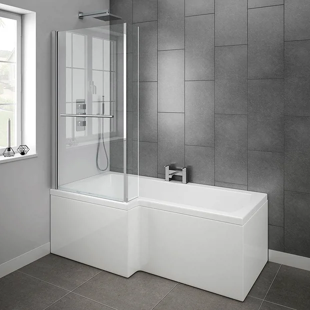 Milan Bathroom Milan Shower Bath - 1600mm L Shaped Inc. Screen With Rail + Panel 6 Milan Bathroom Milan Shower Bath - 1600mm L Shaped Inc. Screen With Rail + Panel - Image 4