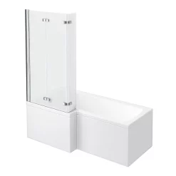 Milan Bathroom Milan Square Shower Bath - 1700mm Inc. Double Hinged Screen + MDF Panel -Victorian Plumbing shop milanshowerbath1700mmlshapedwithdoublehingedscreenmdfpaneldetail4