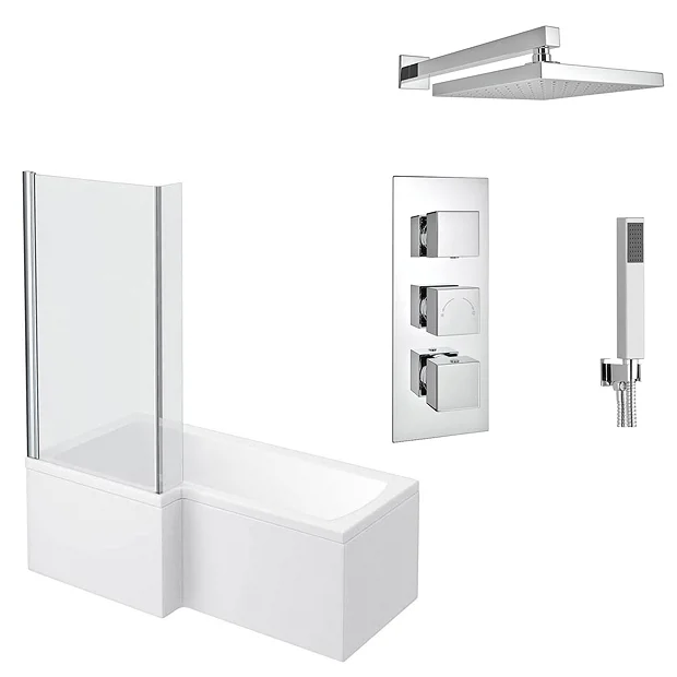Milan Bathroom Milan Shower Bath + Concealed 2 Outlet Shower Pack (1700 L Shaped With Screen + Panel) 4 Milan Bathroom Milan Shower Bath + Concealed 2 Outlet Shower Pack (1700 L Shaped With Screen + Panel) - Image 2