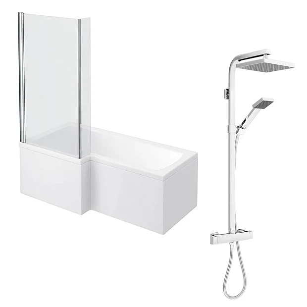 Milan Bathroom Milan Shower Bath + Exposed Shower Pack (1700 L Shaped With Screen + Panel) 4 Milan Bathroom Milan Shower Bath + Exposed Shower Pack (1700 L Shaped With Screen + Panel) - Image 2