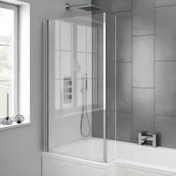 Milan Bathroom Milan Square Shower Bath - 1700mm Inc. Screen + MDF Panel -Victorian Plumbing shop milansquareshowerbath1700mmincscreenmdfpaneld4