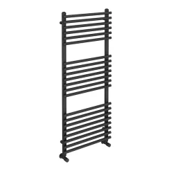Monza Bathroom Monza Matt Black 1200 X 490 Round Bar Heated Towel Rail