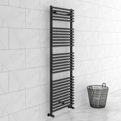 Monza­­ Bathroom Monza Matt Black 1450 X 500 Round Bar Heated Towel Rail -Victorian Plumbing shop mz15mblrg