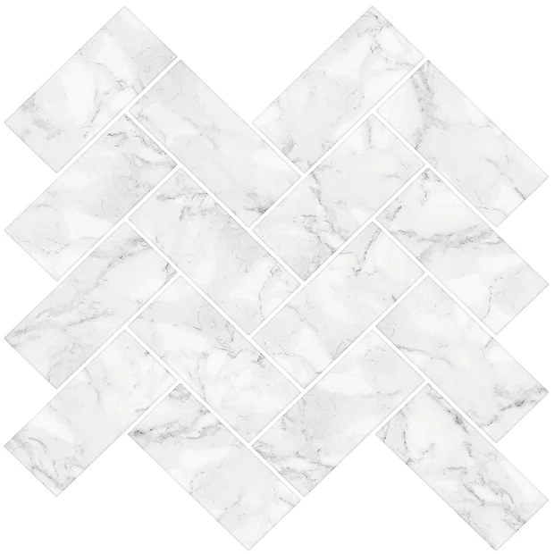 Fine Decor Wallpap Herringbone Carrara Peel & Stick Backsplash Tiles - Pack Of 4 5 Fine Decor Wallpap Herringbone Carrara Peel & Stick Backsplash Tiles - Pack Of 4 - Image 3