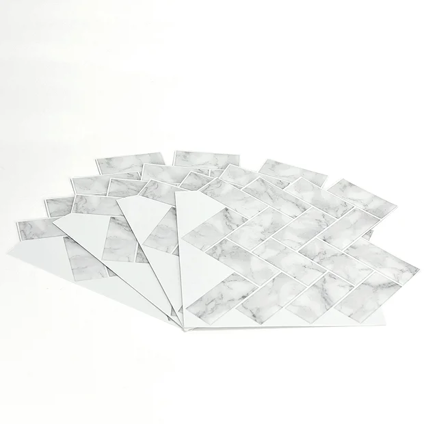 Fine Decor Wallpap Herringbone Carrara Peel & Stick Backsplash Tiles - Pack Of 4 8 Fine Decor Wallpap Herringbone Carrara Peel & Stick Backsplash Tiles - Pack Of 4 - Image 6