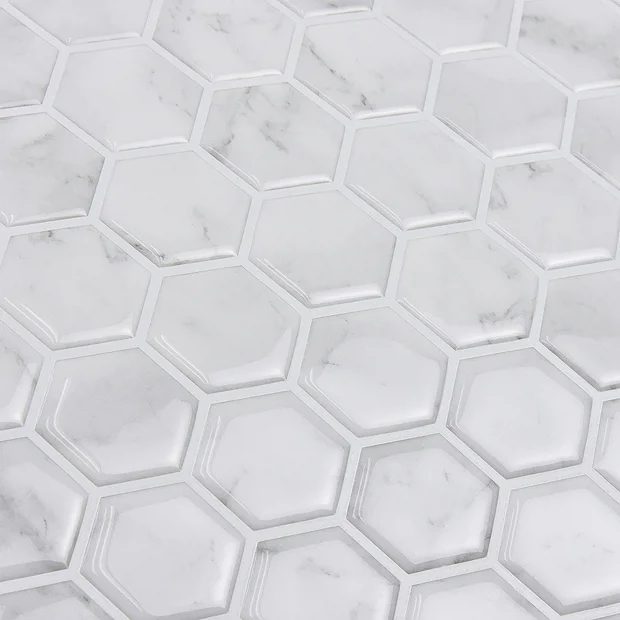 Fine Decor Wallpap Hexagon Marble Peel & Stick Backsplash Tiles - Pack Of 4 8 Fine Decor Wallpap Hexagon Marble Peel & Stick Backsplash Tiles - Pack Of 4 - Image 6