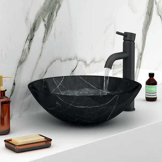 Victorian Plumbing Nero Margiua 430mm Round Marble Basin 0TH 4 Victorian Plumbing Nero Margiua 430mm Round Marble Basin 0TH - Image 2