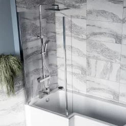 Milan Bathroom Milan Shower Bath - 1700mm L Shaped With Screen + Panel -Victorian Plumbing shop nsbs5 nl2