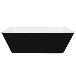 Victorian Plumbing Orion Matt Black Back To Wall Modern Square Bath (1700 X 740mm) -Victorian Plumbing shop ori17blk nw d2