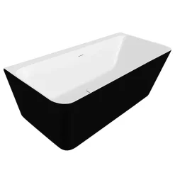Victorian Plumbing Orion Matt Black Back To Wall Modern Square Bath (1700 X 740mm) -Victorian Plumbing shop ori17blk nw d4