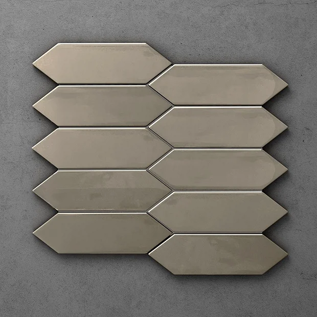 Victorian Plumbing Otsu Elongated Hexagon Mosaic Tile Sheet Gloss Grey - 324 X 292mm 3 Victorian Plumbing Otsu Elongated Hexagon Mosaic Tile Sheet Gloss Grey - 324 X 292mm