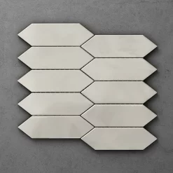 Victorian Plumbing Otsu Elongated Hexagon Mosaic Tile Sheet Gloss White - 324 X 292mm