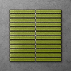 Victorian Plumbing Otsu Concave Kit-Kat Mosaic Tile Sheet Gloss Green - 295 X 295mm