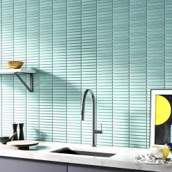 Victorian Plumbing Otsu Kit-Kat Mosaic Tile Sheet Gloss Light Teal - 295 X 295mm